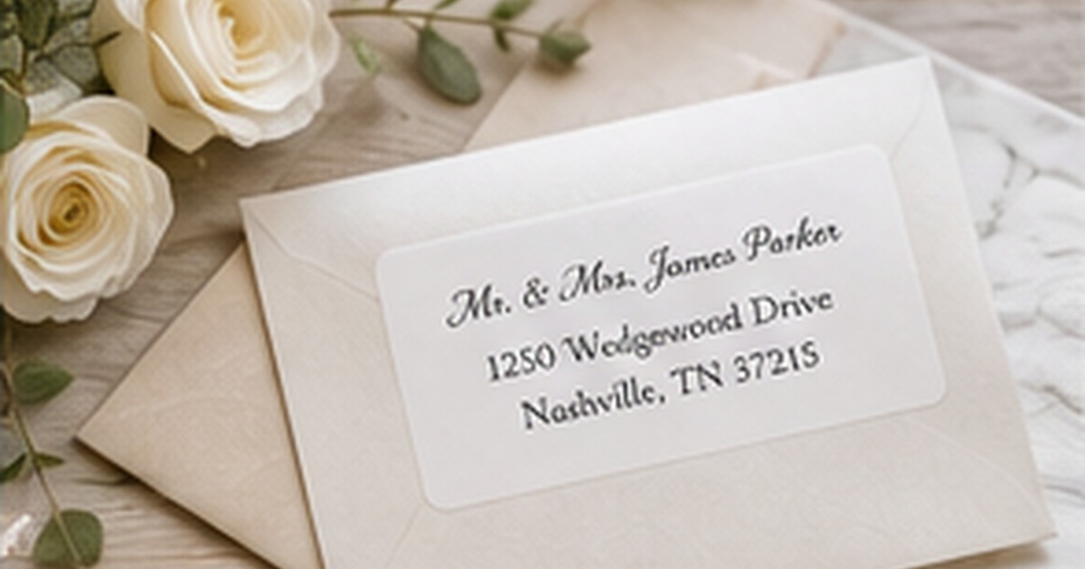 Elegant wedding invitation envelopes with a refined personalized address label white roses and soft neutral stationery