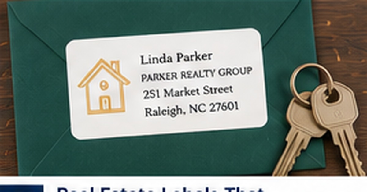 Green envelope with a professional real-estate label and house keys