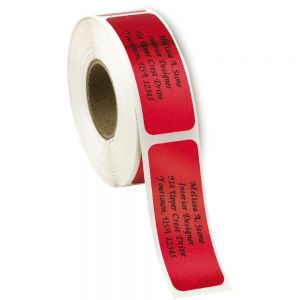 basic red foil address labels on a roll