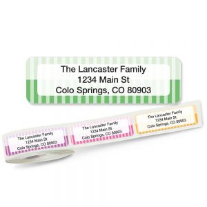 pastel pinstripes  address labels on a roll