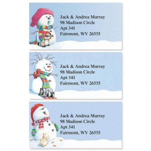 Snowman Delights Border Return Address Labels